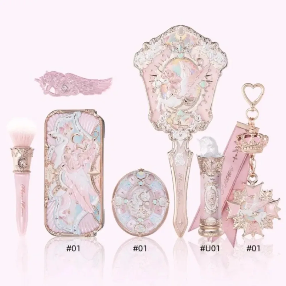 Flower Knows Knight Unicorn Makeup Set Eyeshadow Blush Lipstick Loose Powder Long Lasting Fantasy Princess Beauty Kit Cosmetics