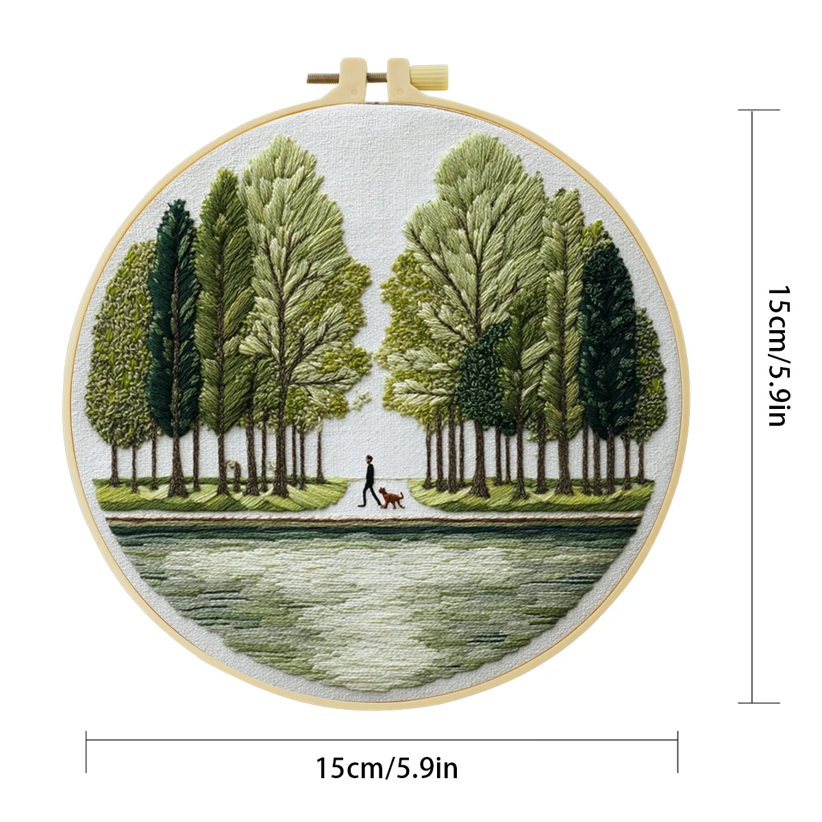 1 Stück 20X20CM/15X15CM 7,87/6,3 Zoll Stickerei-Starter-Kit DIY-Kit Heimdekoration, Grüne Bäume, Stickerei-Kit – Detail 6