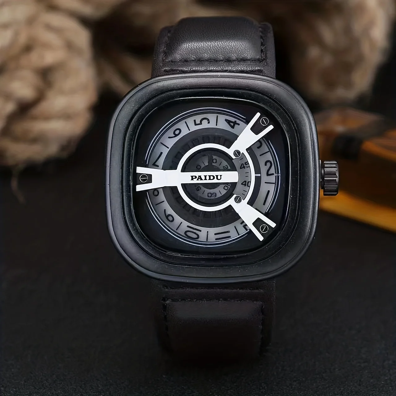 Creative new concept black technology Korean version grand and trendy large dial square watch for male and female students