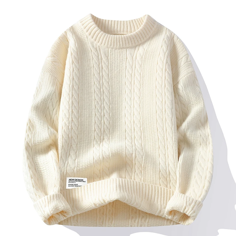 

Color Blo Knitwear Men's Loose round Ne Thi Warm Top Winter Faion Casual Long Sve Soft Comfortable Nylons Polyeste...