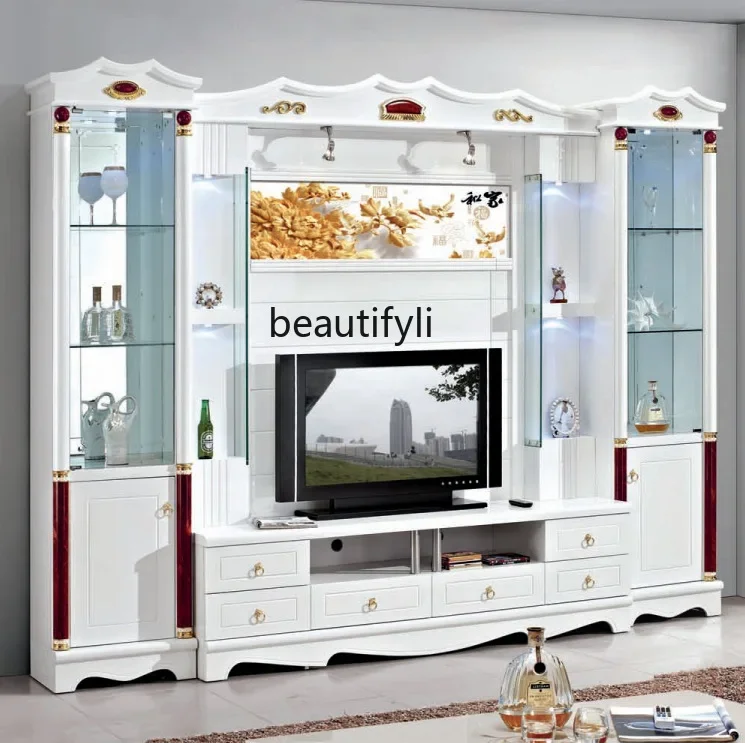 A55 All solid wood sturdy board floor cabinet household economical living room TV cabinet