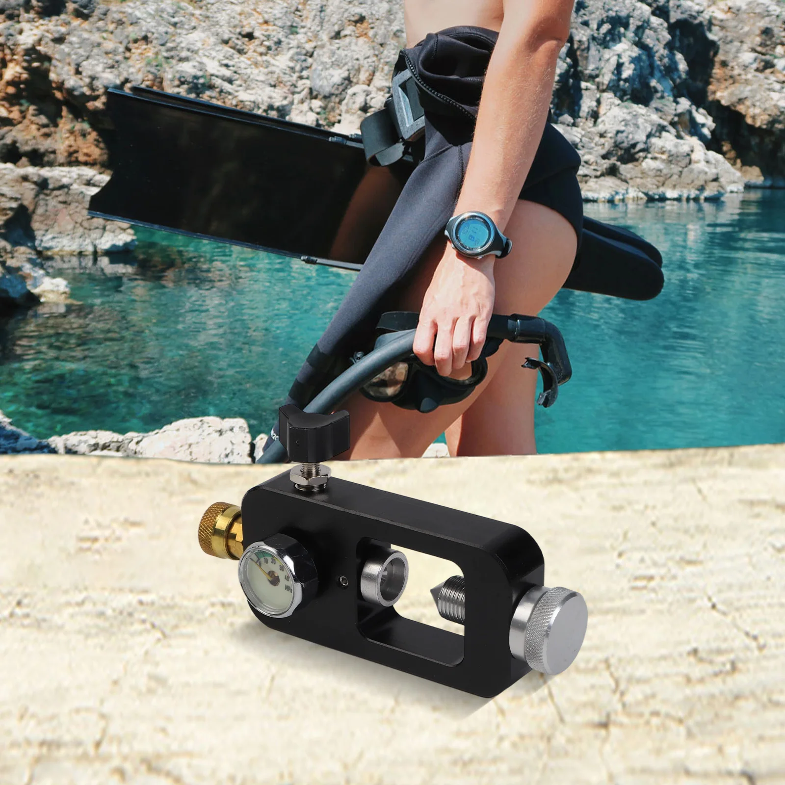 Outdoor Air Filling Scuba Adapter Scuba Tank Fill Adapter Underwater 4500 Psi Compressed Air 10mm Quick-Disconnect Coupling