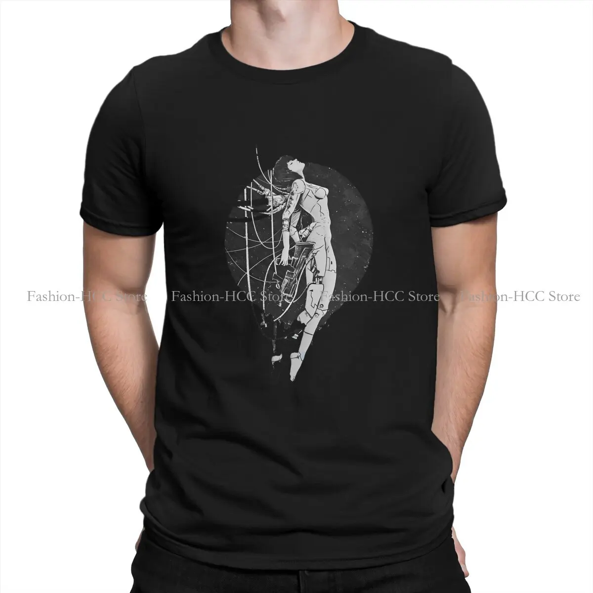 Camisetas clásicas de poliéster para hombre, ropa de calle con estampado de cómics fantasma en La Concha, cuello redondo, color negro, novedad