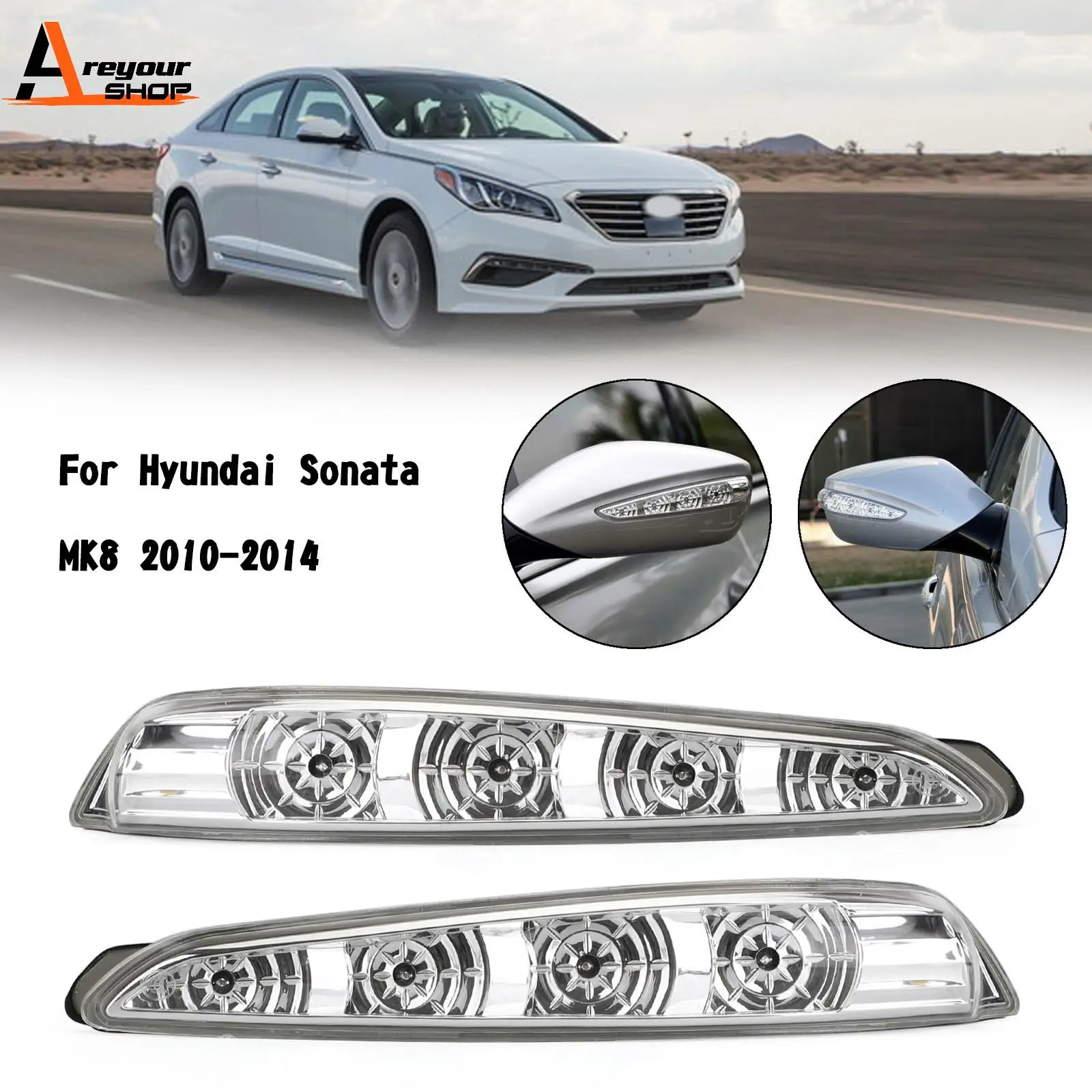 Areyourshop Side Mirror Lamp Turn Signal Light Pair For Hyundai Sonata MK8 2011-2015 Car Parts