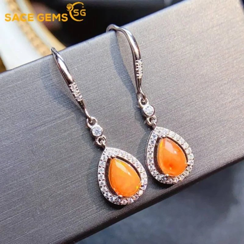 

SACE GEMS модные серьги-капли для женщин, стерлинговое серебро 925 пробы, 6*8 мм, серьги-гвоздики с натуральным опалом, свадебная вечеринка, ювелирные изделия, подарок
