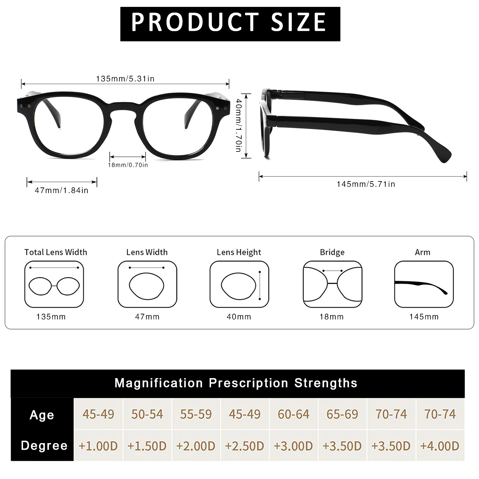 TUREZING Women's Fashion Round Computer HD Decorative Reading Glasses Spring Hinges Men's Comfort Prescription Scale Eyewear