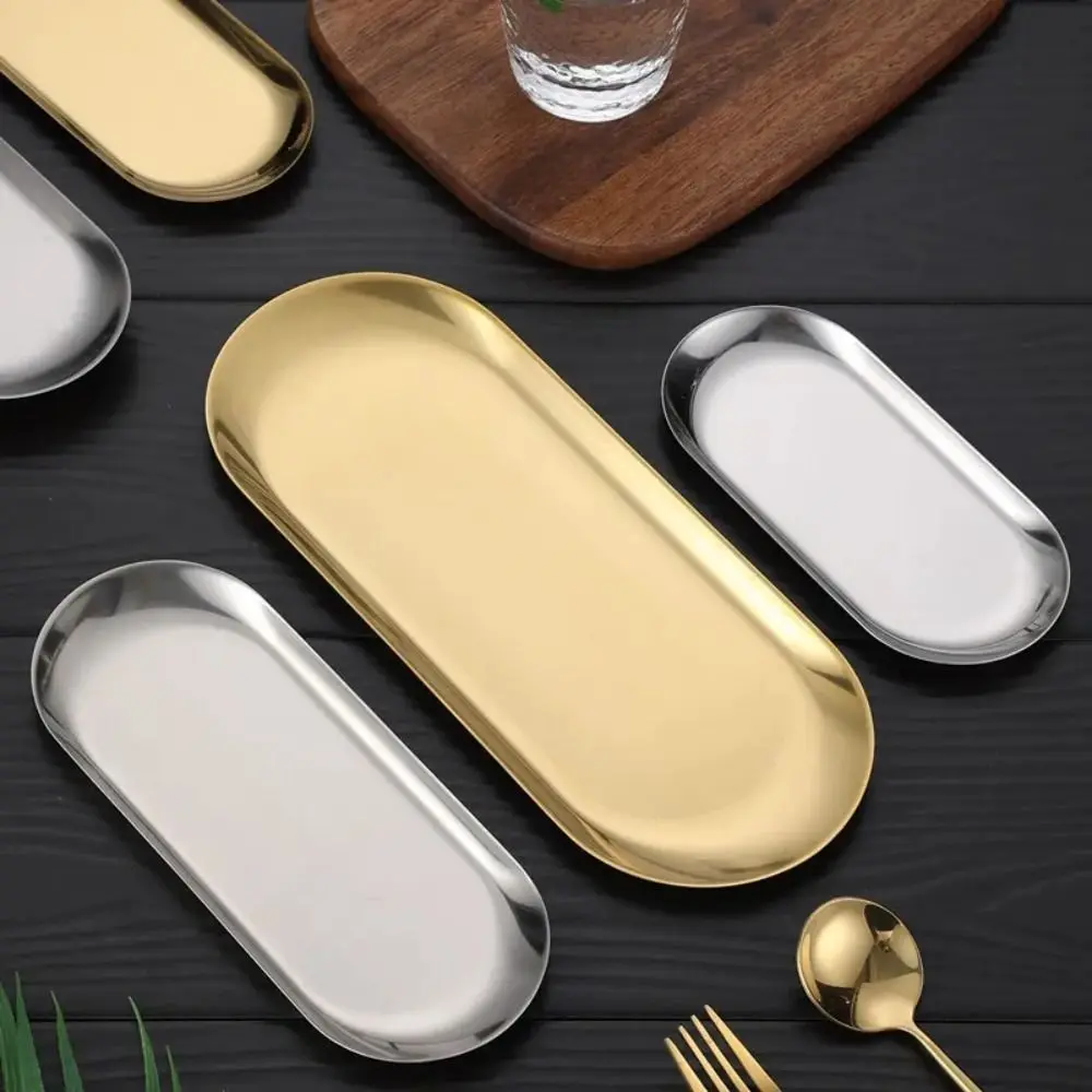 

Stainless Steel Stainless Steel Plate 18/23CM Gold Silver Tableware Dish Kitchen Accessories Fruit Cake Snacks Pasta Steak