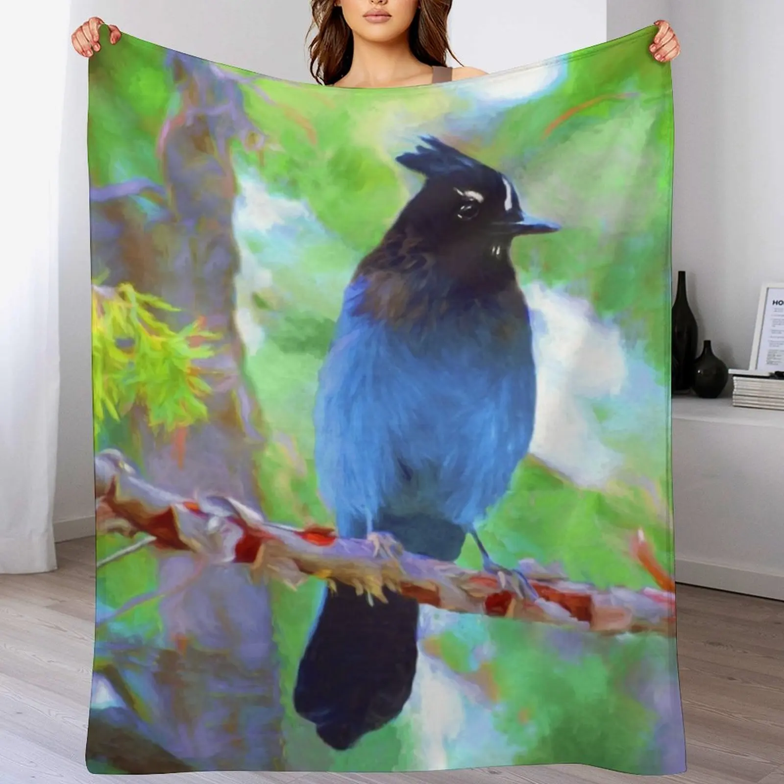 

Steller's Jay Throw Blanket Warm Throw Blanket Gift for Anniversary