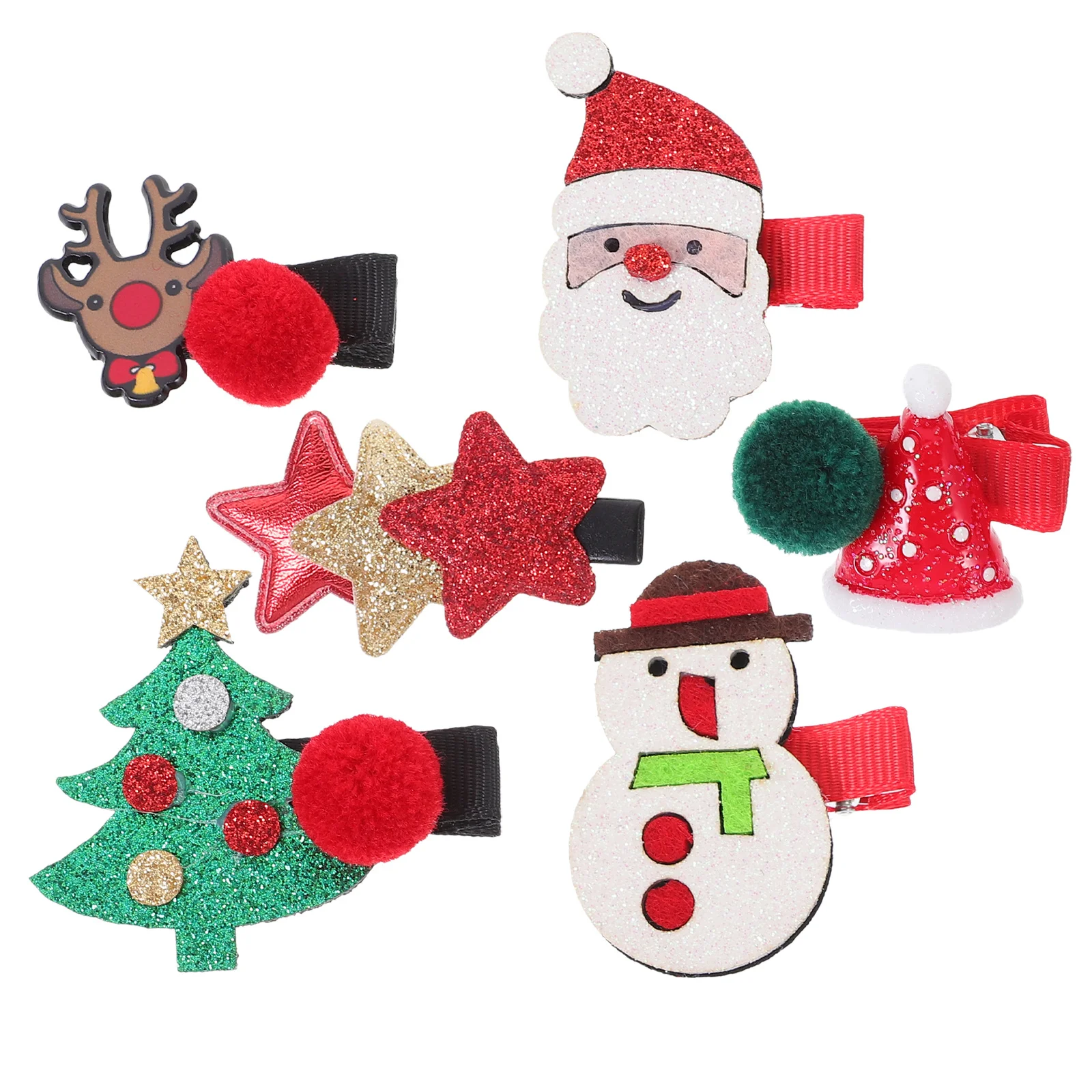 6 pinzas navideñas para el cabello, lindas horquillas navideñas para niñas, mini accesorios ligeros para el cabello, ideales para fiestas navideñas y cumpleaños