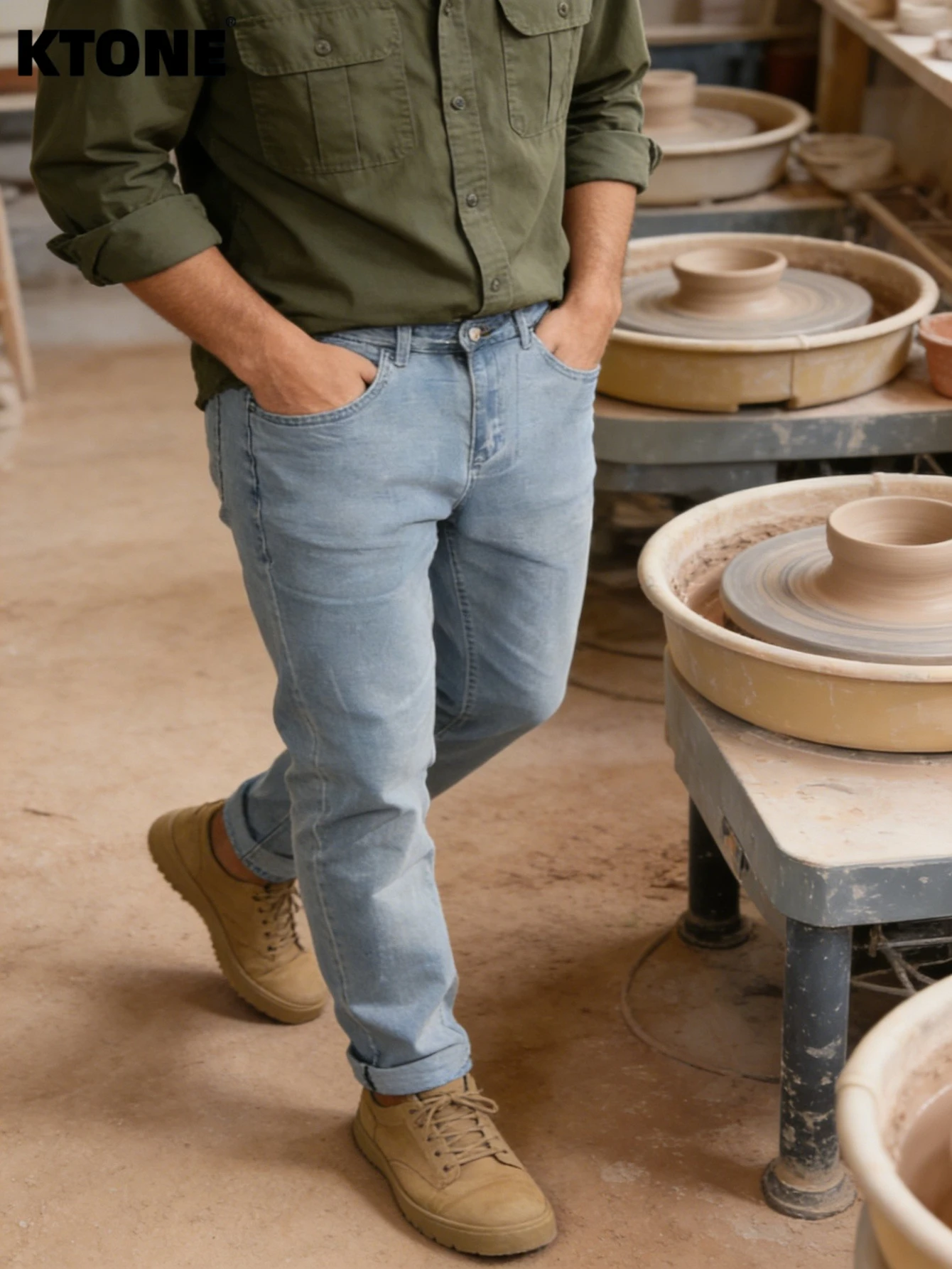 

Fashion Blue Slim Jeans For Man Original Y2K Drip Style Daily Casual Pants No accessories or belts included