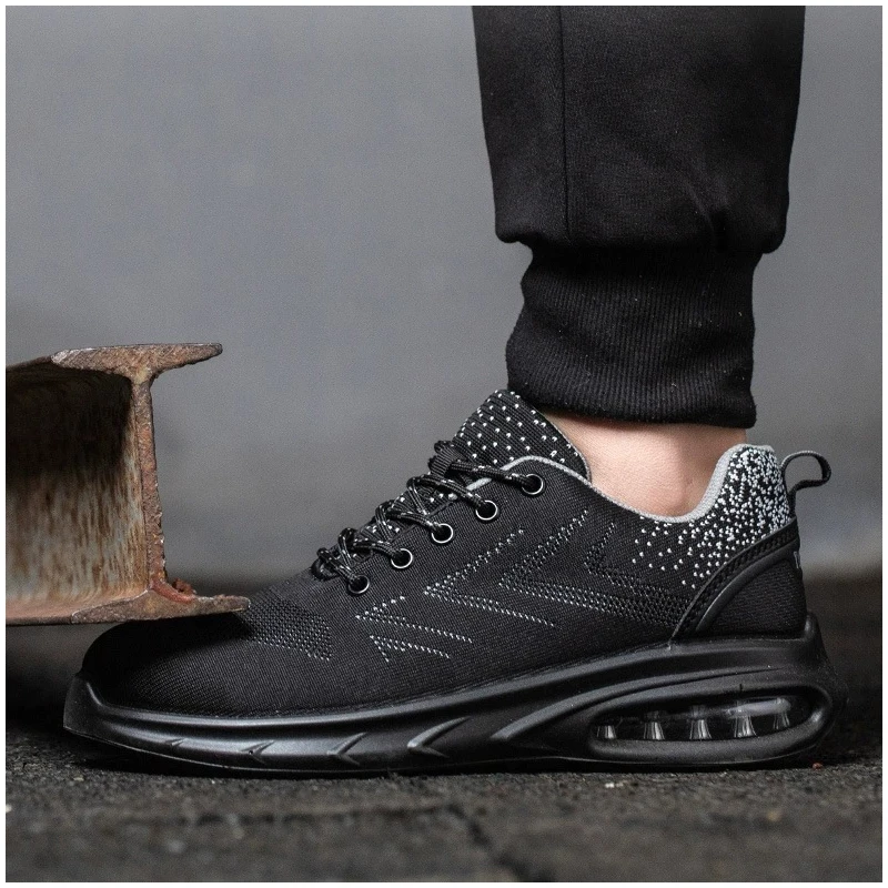 men's casual breathable steel toe covers working shoes air cushion security sneakers summer safety boots worker footwear protect