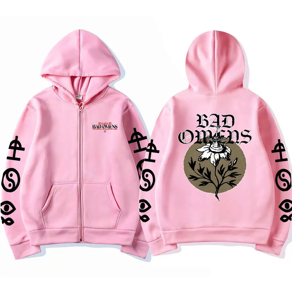 Limited Bad Omens Band Tour 2023 American Music Graphic Print Zipper Hoodie Men Women Fashion Vintage Rock Gothic Zip Up Jacket