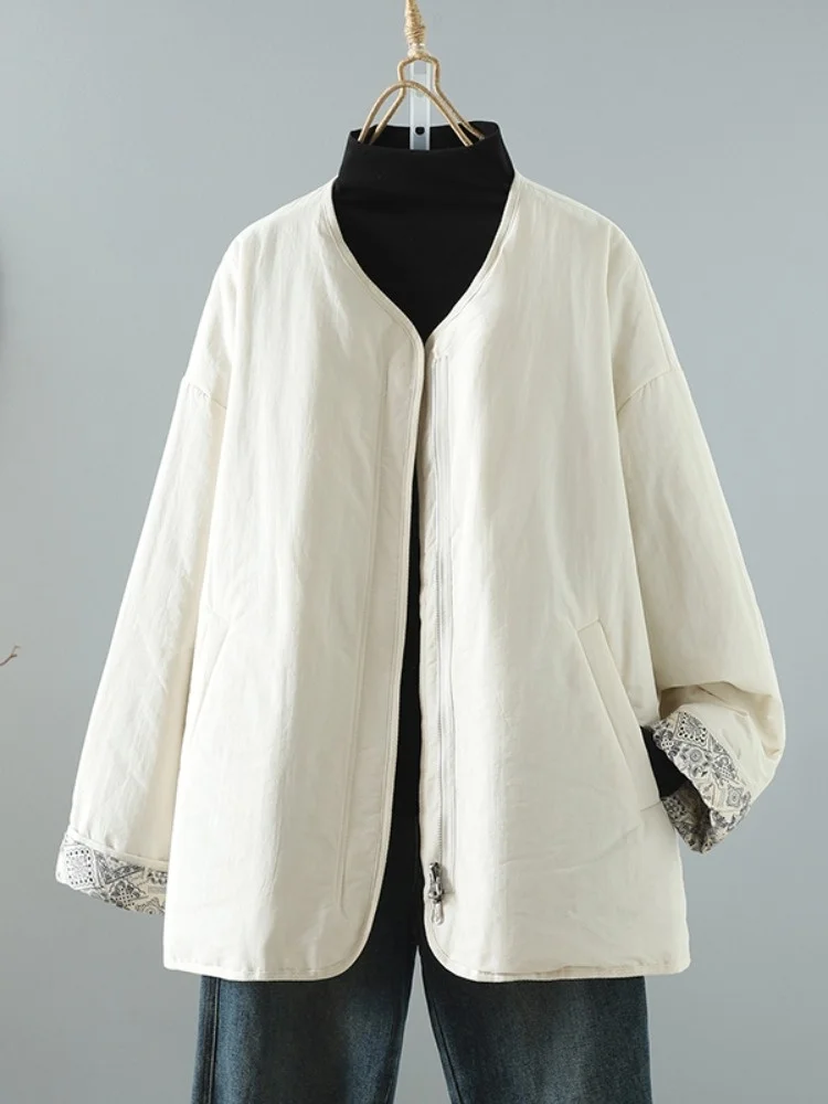 

Casual Sli Thiened Cotton Jaet Women's Winter New Sle Sandwich Cotton Warm Slimming Coat Zipper ket Design Long ...