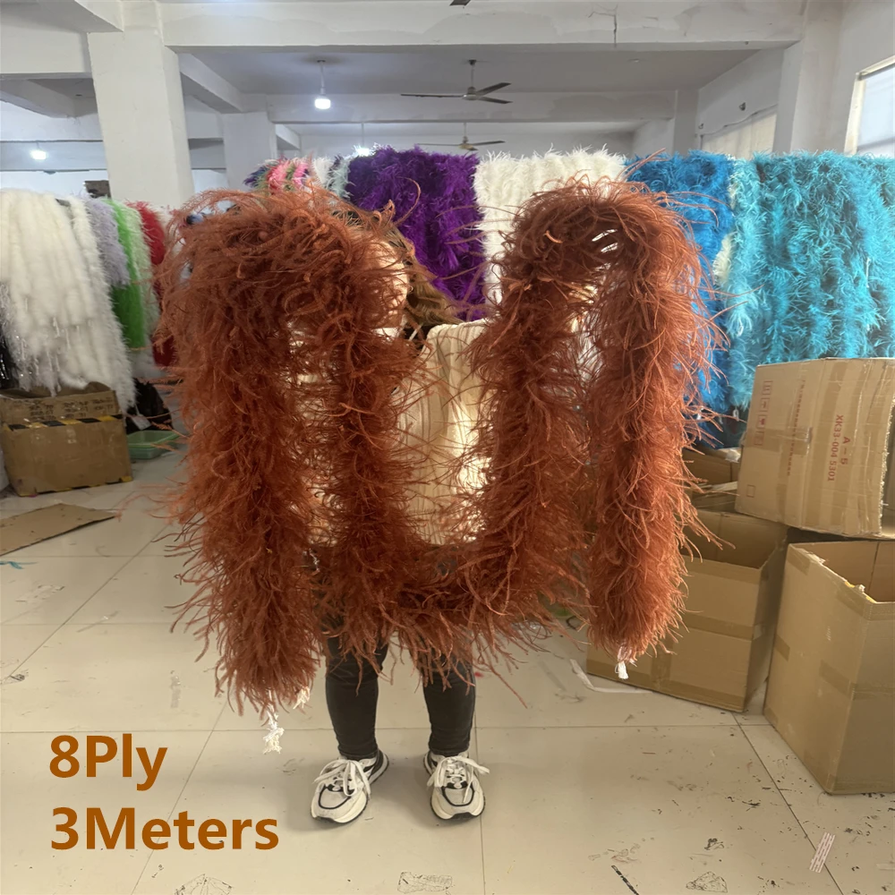 

3Meters Really Ostrich feather boa Ribbon White Ostrich Feathers Boa Scarf for Wedding Dress Sewing Decoration plumas Shawl