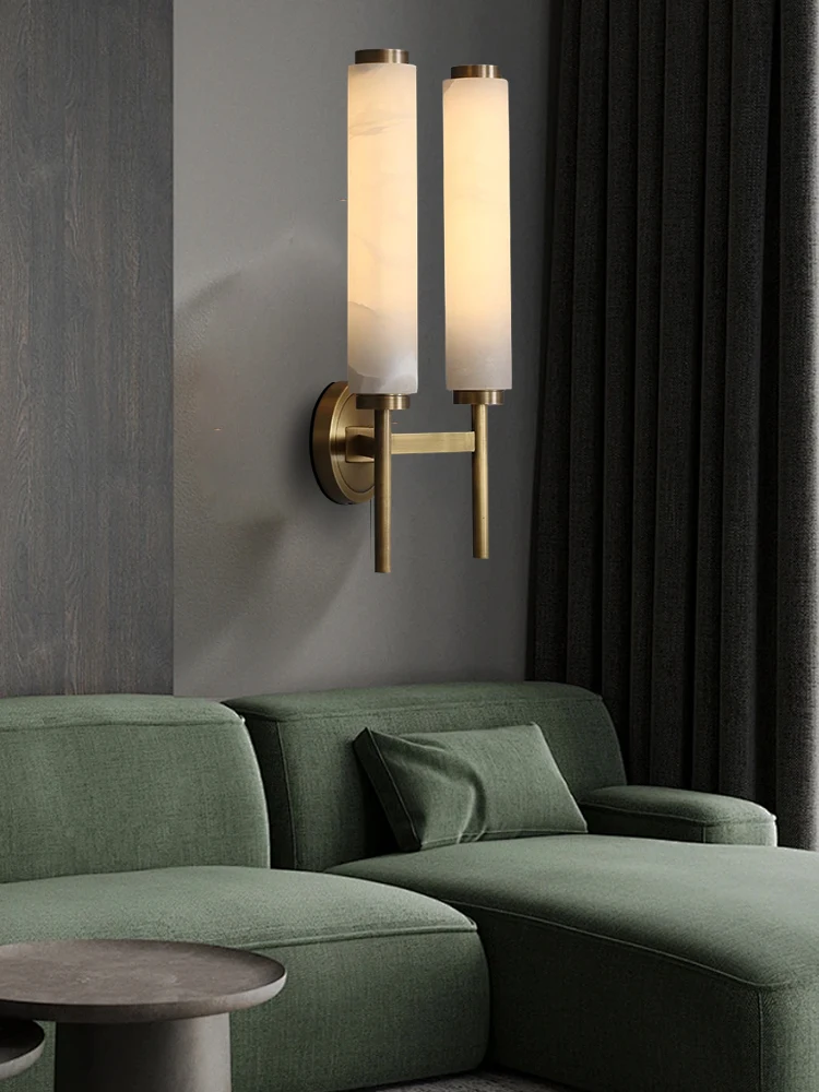 

Wall Sconce Lamps Natural Marble Lampshade Led E14 Bulb Decoration Home Wall Lights Luxury Bronze Black Wall Mounted Lighting