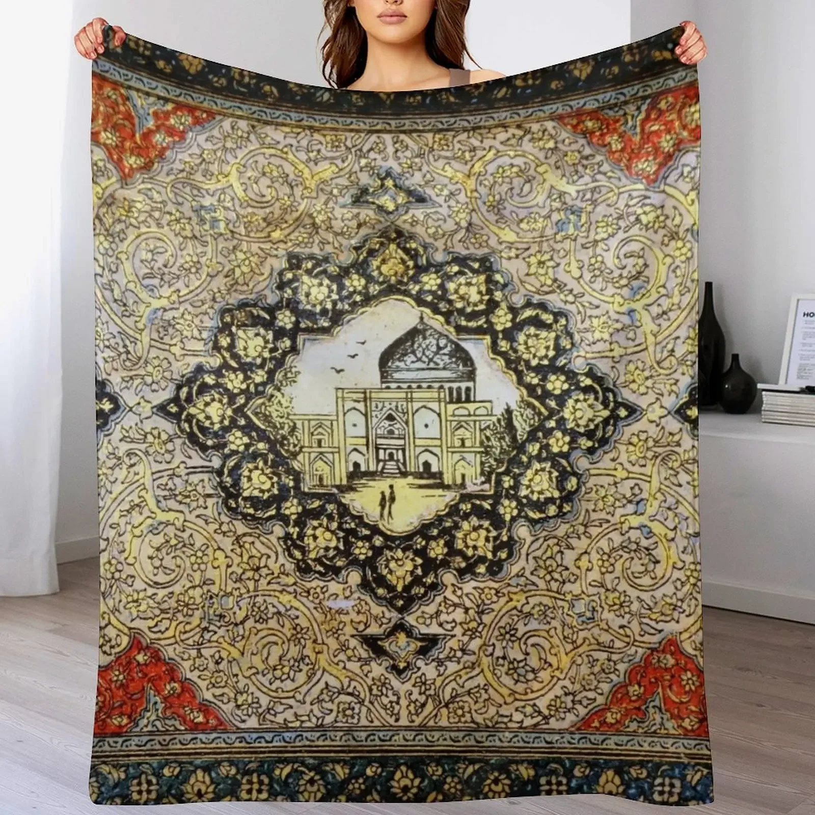 

Antique Persian Art Throw Blanket Reusable Durable Soft Blanket for All Seasons