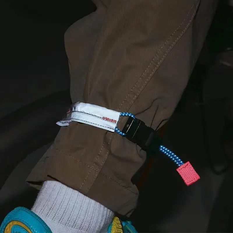 مجموعة حزام ركوب الدراجات العاكسة - مشبك بنطال قابل للتعديل وحزام أنبوبي لركوب الدراجة الليلية