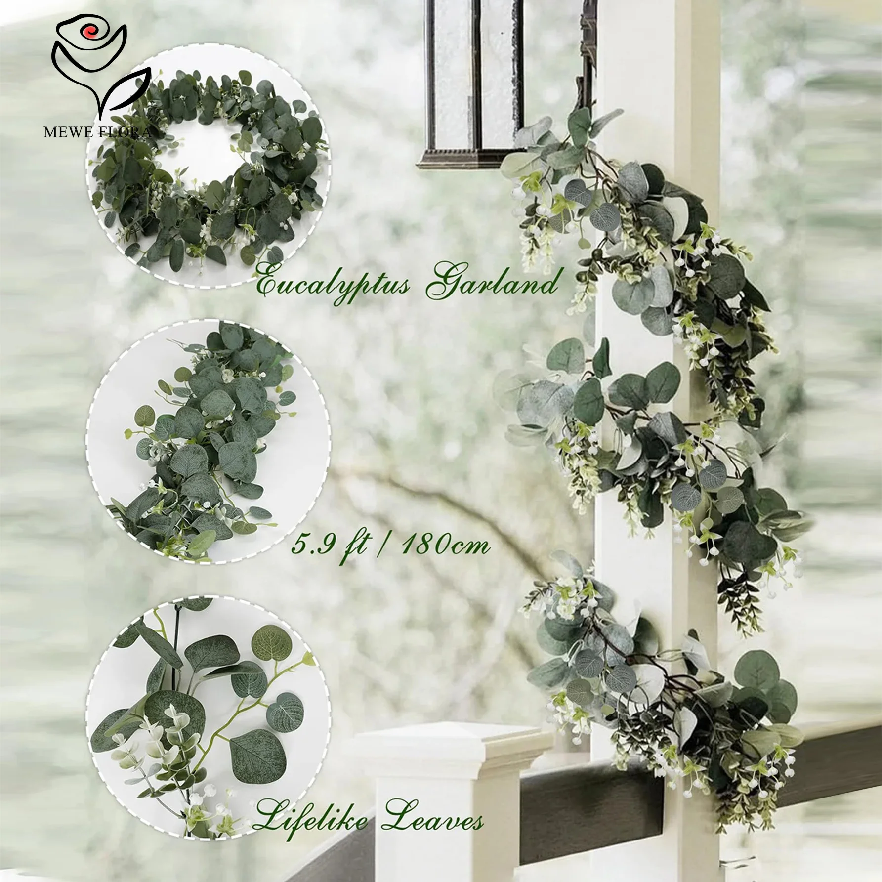 1pc Artificial Vine Garland Rattan Fake Eucalyptus Leaves Gypsophila Hanging Vines Wedding Decoration Wall Backdrop Home Decor