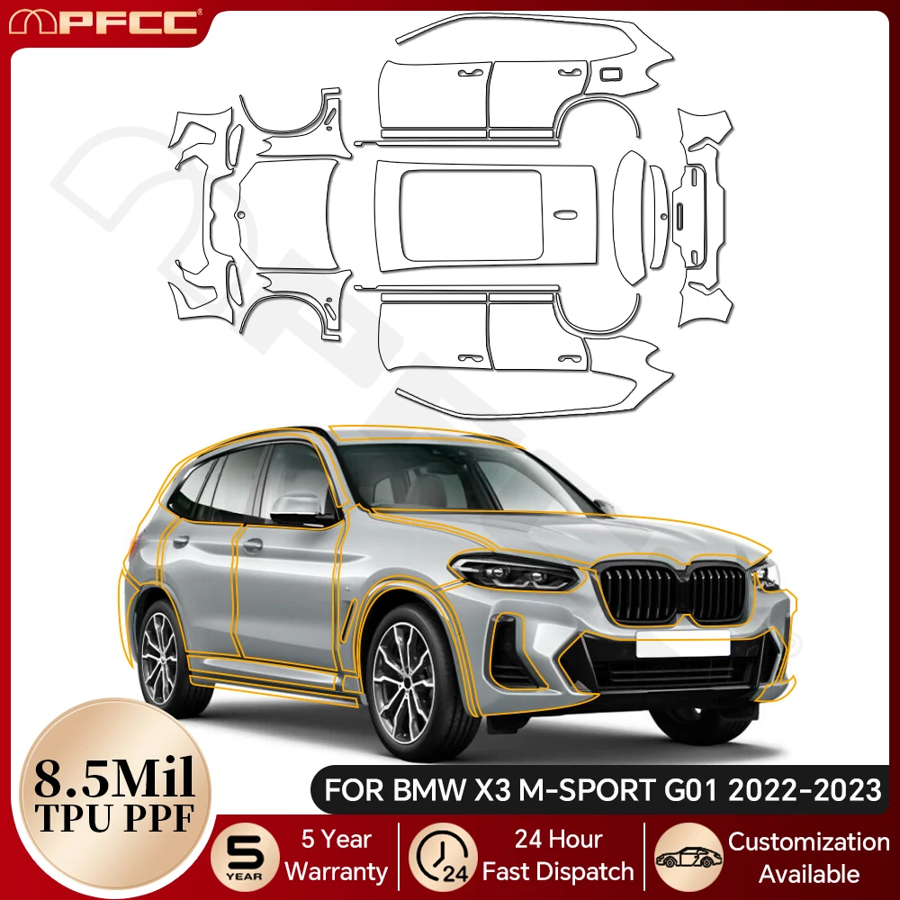 

For BMW X3 M SPORT M G01 2022 2023 8.5Mil TPU Paint Protection Film Pre-Cut PPF Car Body Anti-Scratch Clear Bra Resistant Kit