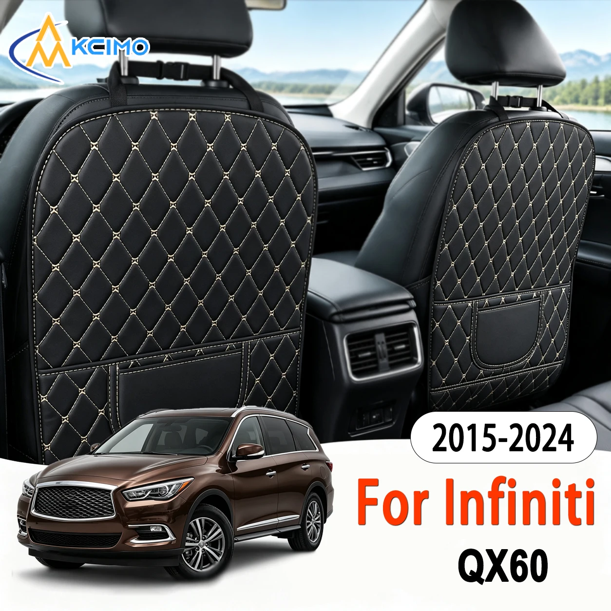 PU Leather Rear Seat Anti-kick Mat For Infiniti QX60 2015-2024 Excellent, Quick Install Easy Clean Car Seat Accessories