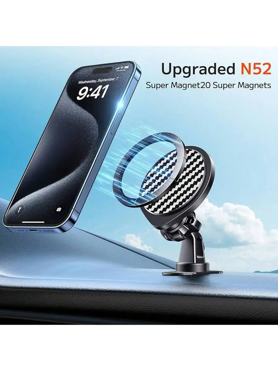

Upgraded N52 Magnetic Car Phone Holder 2-in-1 Dashboard Vent Mount for iPhone Android