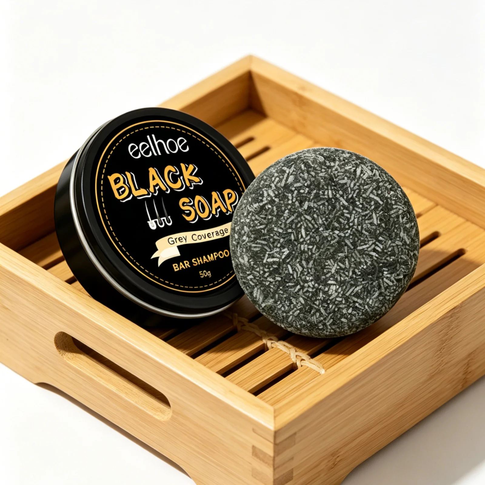 EELHOE Black Soap Deep Nourishment Long Lasting Moisturizing Powerful Cleaning Soft Smooth Hair Revitalizing Natural Shampoo Bar - view 3