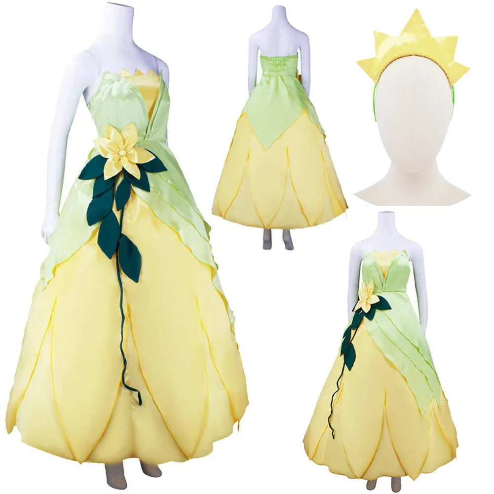 

Fantasia Frog Tiana Cosplay Clothing Dress Cartoon Princess Disfraz Costume Adult Women Fantasy Halloween Carnival Party Clothes