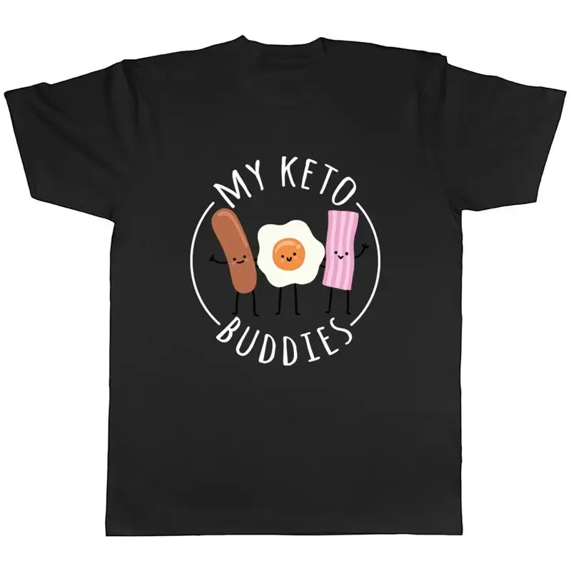 My Keto Buddies Mens T-Shirt Funny Weight Fat Loss Sausage Bacon Tee Gift