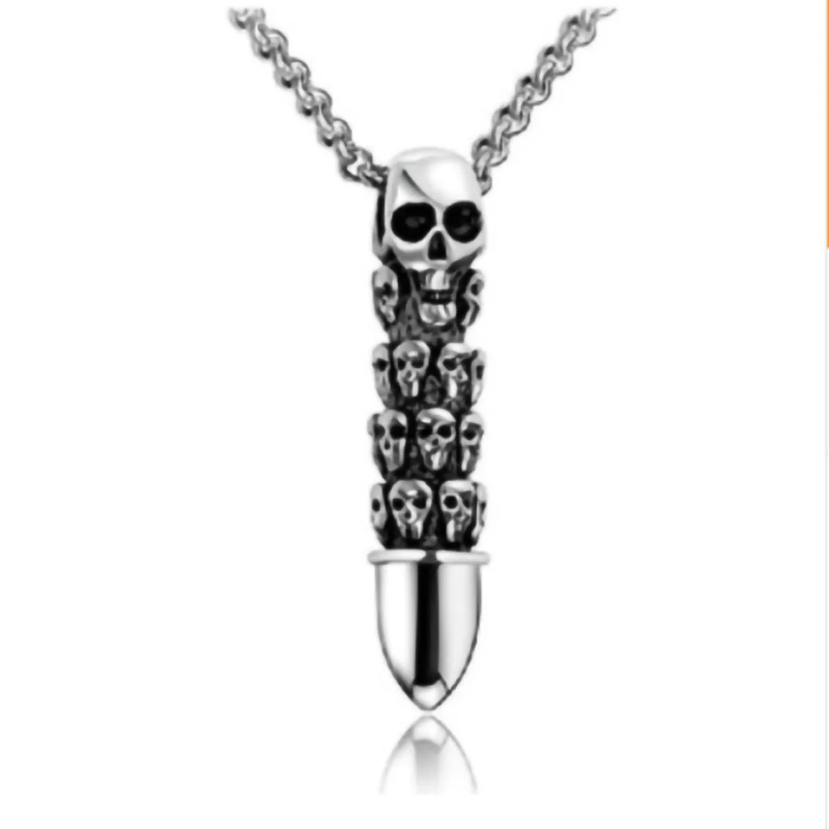 Titanium Steel Necklace Men's Pendant Retro Hipster Bullet Skull Pendant Korean Version of Male Pendant Pendant 1$ Free Postage