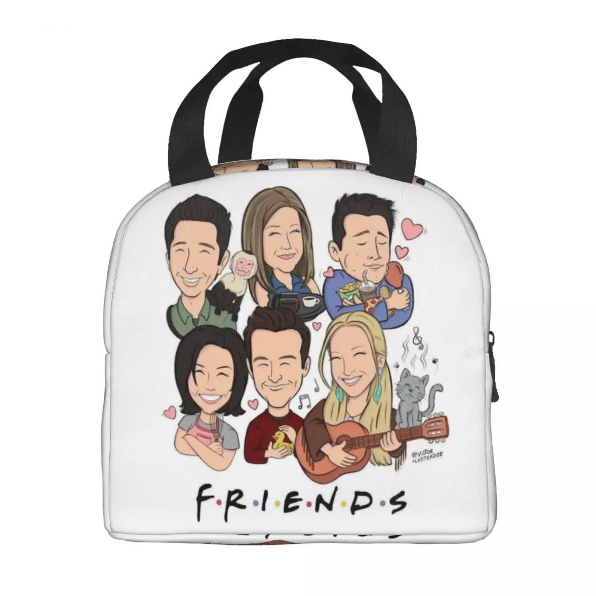 Custom Cartoon Comic Friends Lunch Bag Women Cooler Thermal Insulated Lunch Box for Adult Office