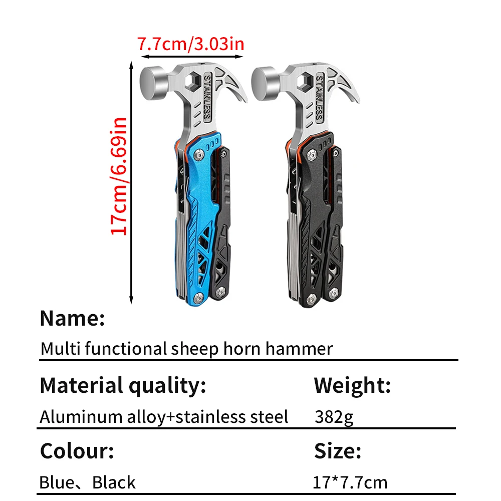 Multifunctional Claw Hammer Folding Stainless Steel Hammer Pliers Multiple In 1 Emergency Hammer Pliers for Working Repair