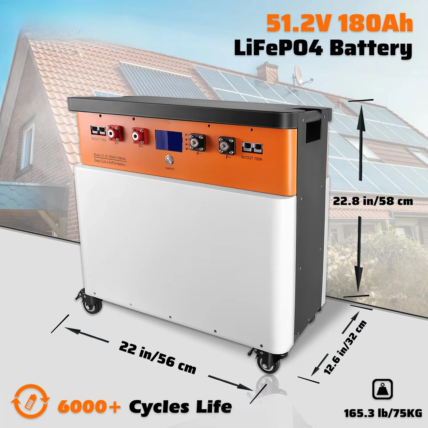 Cloud Energy Solar Lifepo4 Storage Batteries 48v 180ah Lifepo4 Battery with Wheel Outdoor Portable Storage Batteries Wheel