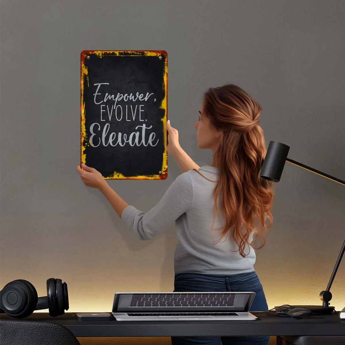 Empower Evolve Elevate Motivational Metal Poster Home Decorations Custom Metal Tin Signs for Wall Art Decoration Bathroom Decor