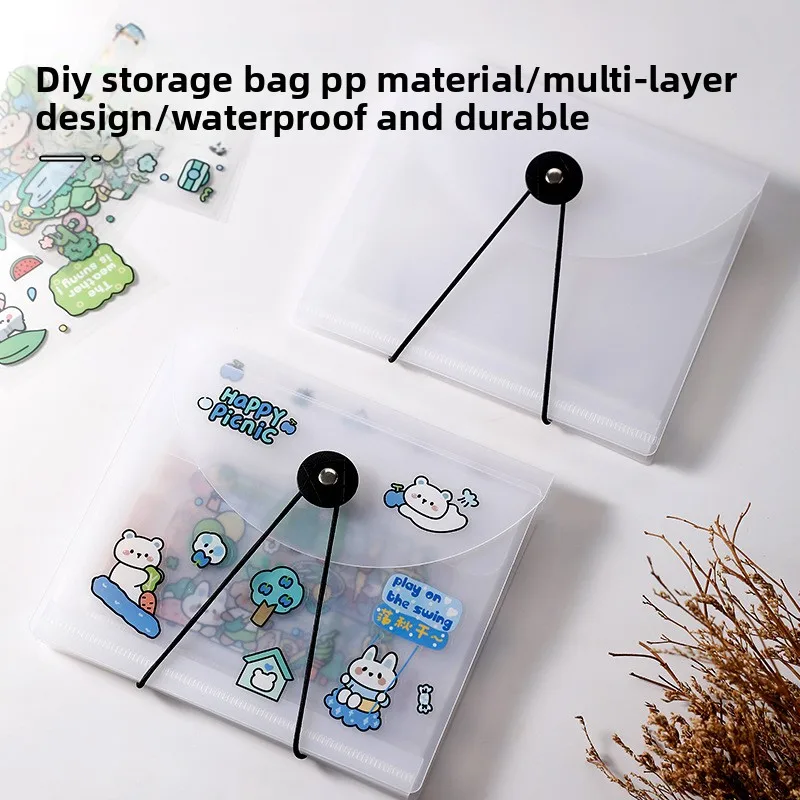 

A6 Large-capacity Planner Sticker Retractable Collection Book Storage Bag Multi-layer Card Ticket and Note Collection Folder