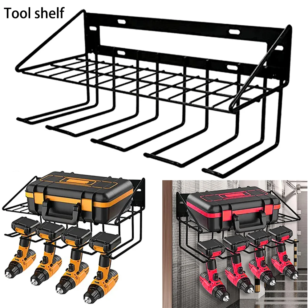 

2 Layers Power Tool Organizer Rack Wall Mount Wrench Electric Drill Screwdriver Holder Tool Storage Shelf for Workshop Garage