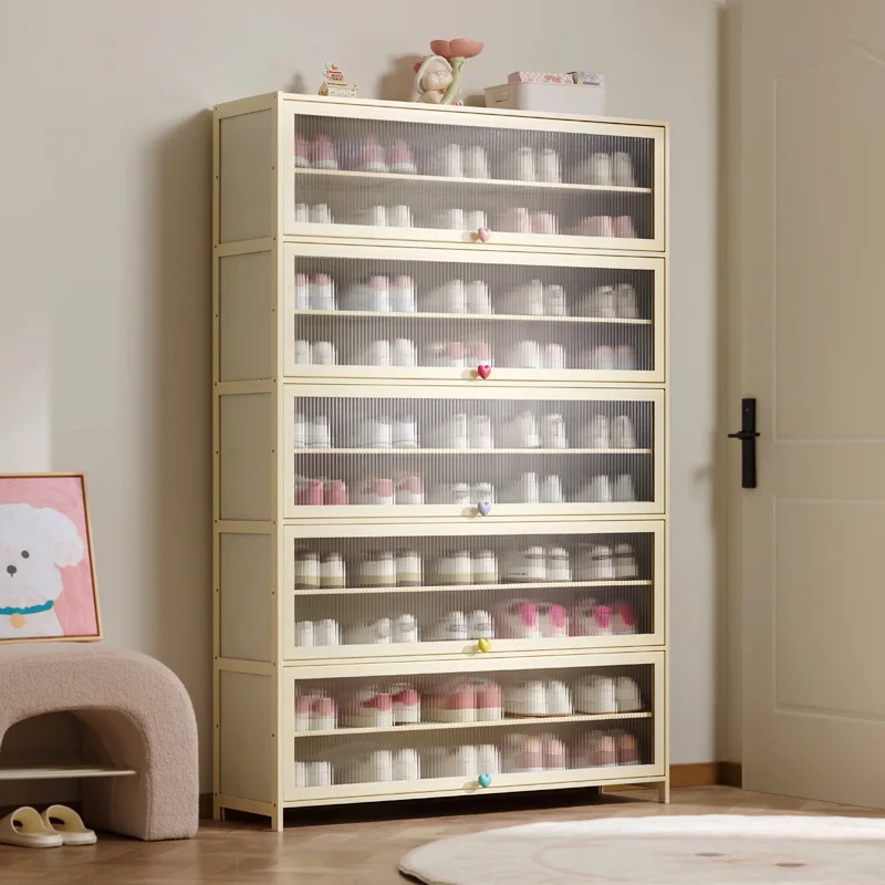 

Durable Cream wind dopamine shoe cabinet household simple door multi-layer dust storage shoe rack