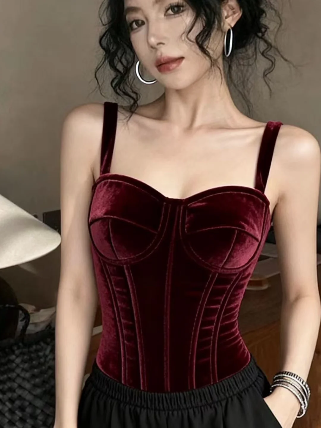 Velvet  Halter Vest Women's Outerwear Suit Inner Match Waist Shaping Fishbone Tube Top Beautiful Back Bra One-Piece Base Top