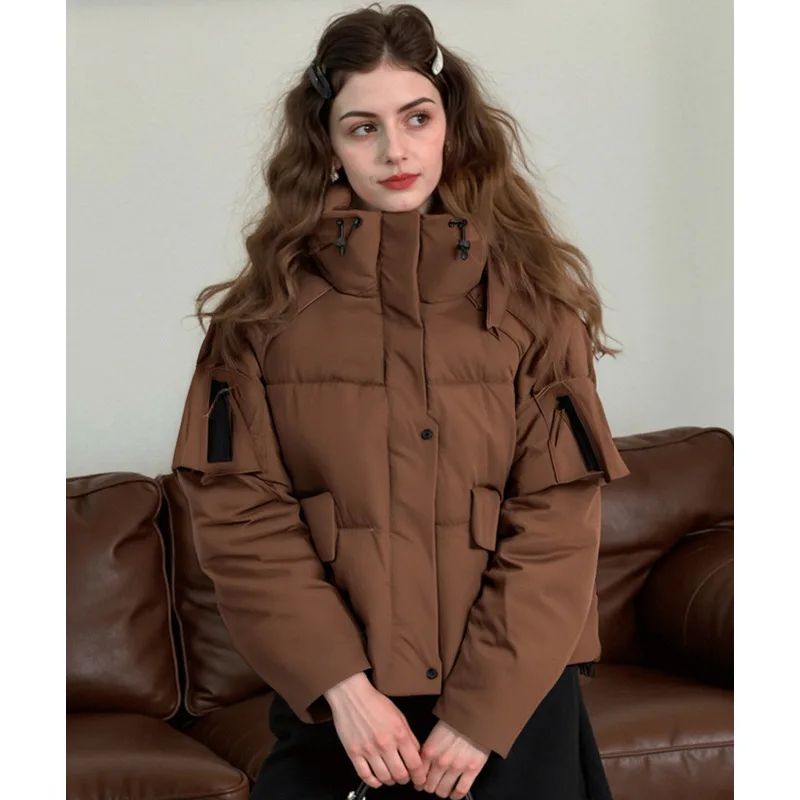 

New Winter Warm Cotton Coat Women's Loose Crop Puffer Casual Thicken Cotton Outerwear Tredny Parkas Winter Clothes Women