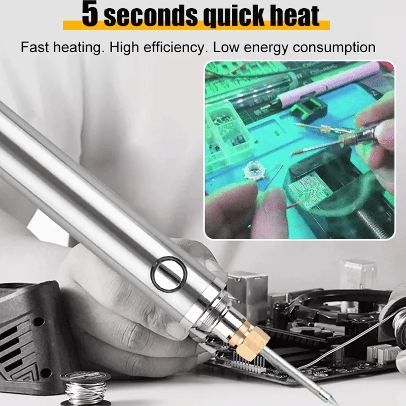 Lithium electric soldering iron pen Charging USB DIY low voltage soldering iron welding pen Poly head Horseshoe knife header