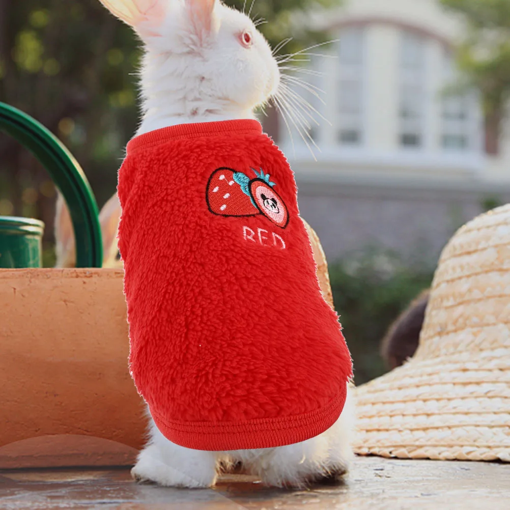 

2Pcs Rabbit Warm Clothes Flannel Bunny Vest Pet Costume XS Avocado Strawberry Decorative Breathable Durable Outdoor Use