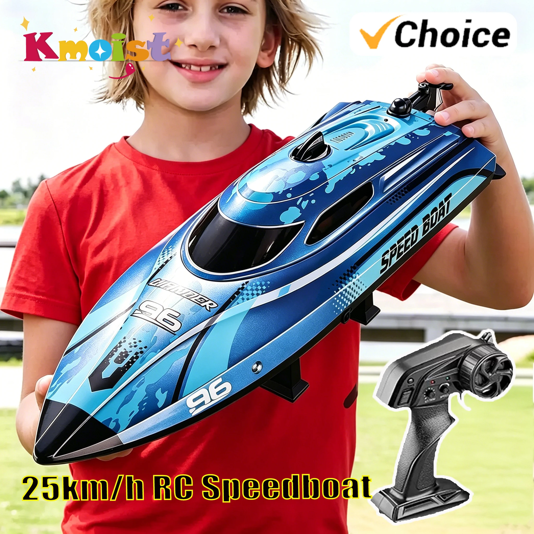 High Speed Racing RC Speedboat Kids Toy 25KM/H Waterproof Remote Control Electric Illuminated Boat Toys for Boys Children Gifts