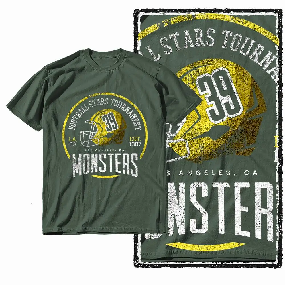 

G45 Армейско-зеленая хлопковая мужская футбольная футболка с круглым вырезом и графикой | Уличная мужская футболка большого размера