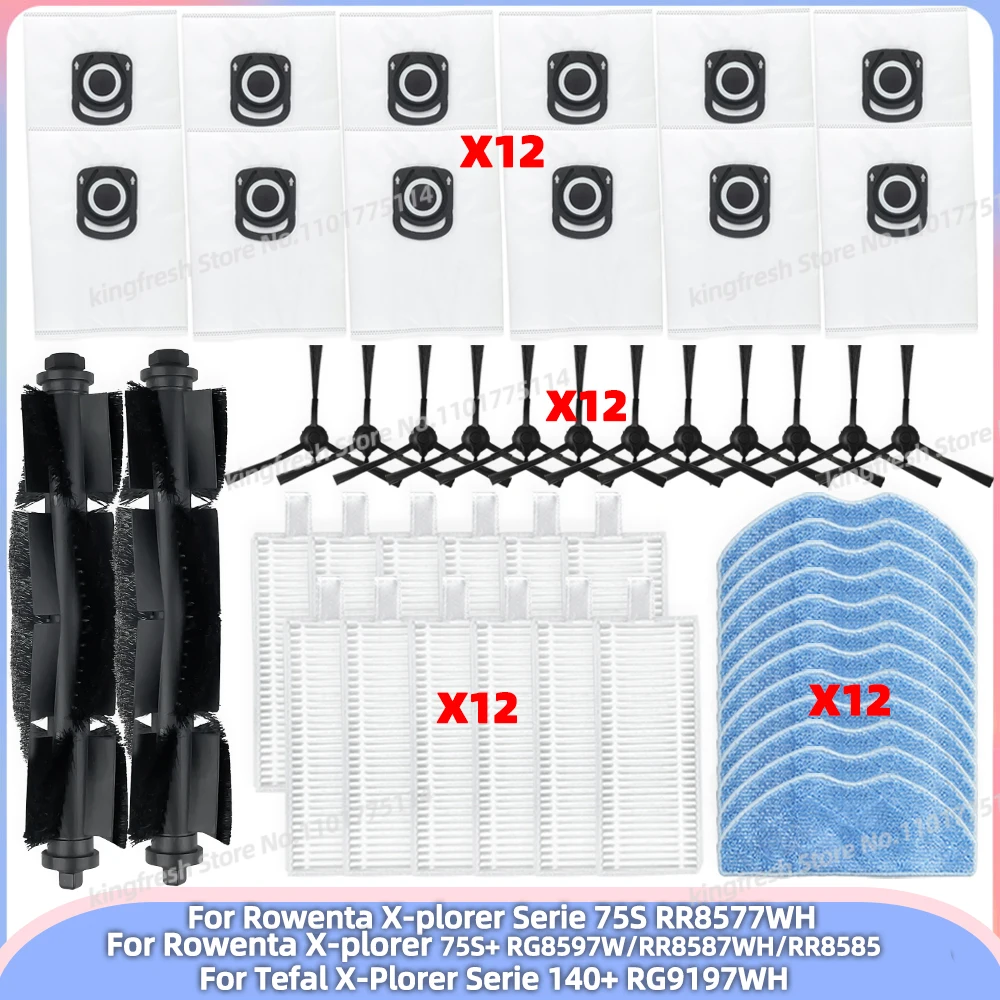 Подходит для (Rowenta X-plorer Serie 65+, 75S RR8577WH, 75S+ RG8597W/RR8587WH/RR8585, Tefal X-Plorer Serie 140+ RG9197WH) Запчасти Основная щётка Фильтр Тряпка Мешок