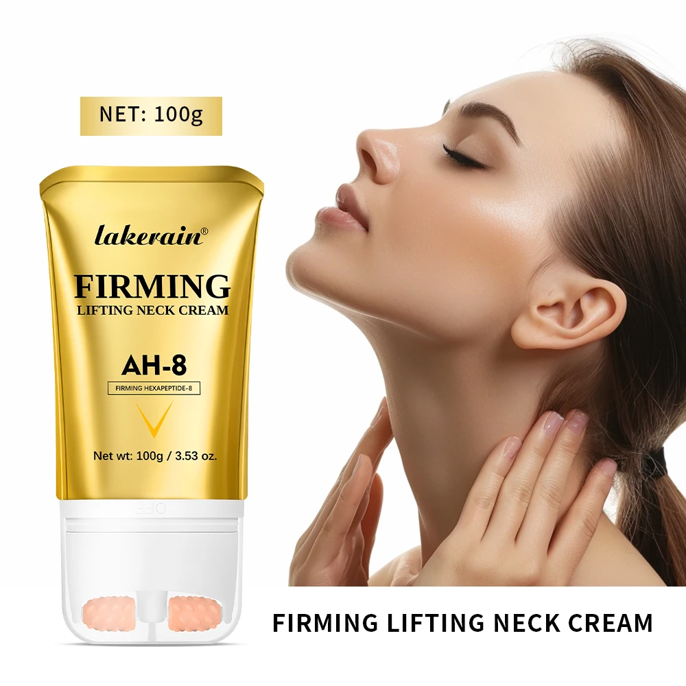 AH-8 All In One Neck Cream with Roller Anti Aging Instant Lift Firms Skin Smooths Wrinkles Natural Ingredients Fast Absorbing