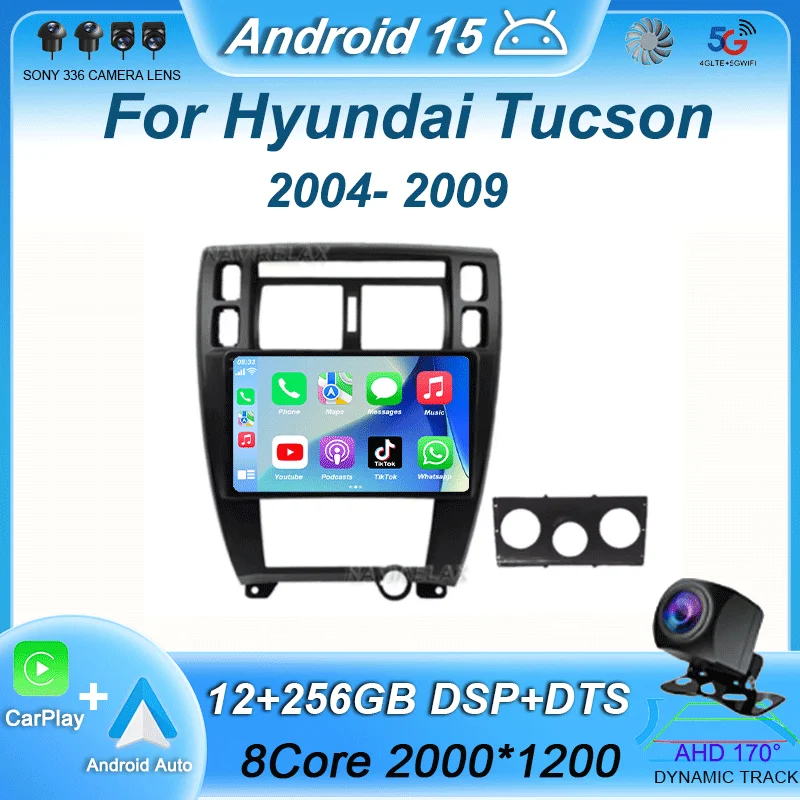 

Android 15 For Hyundai Tucson 2004 2005 2006 2007 2008 2009 Car Radio Multimedia Stereo Video Player GPS Navigation Carplay Auto