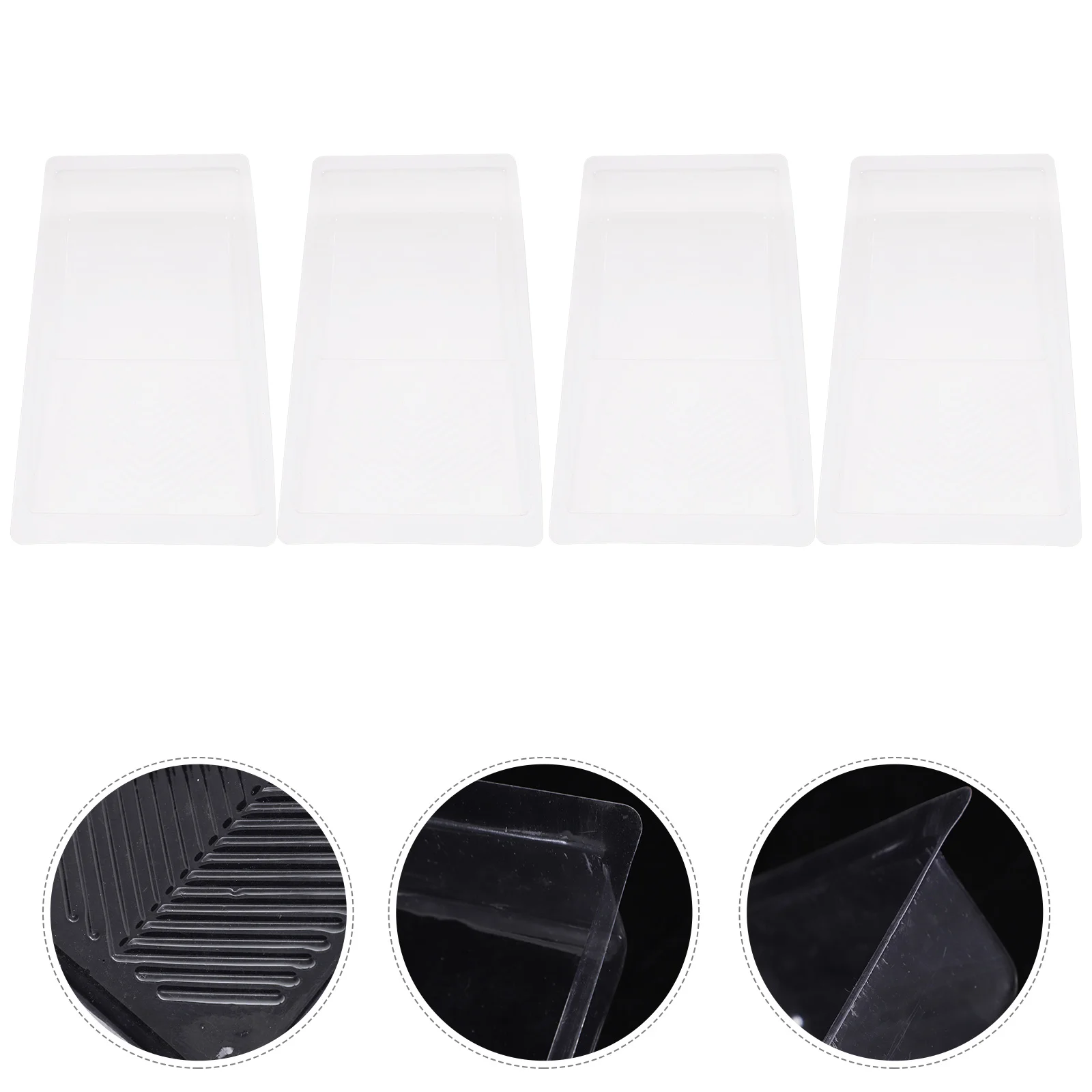 

4 Pcs Tray Lining Liners for Paint Trays Painting Supply Pan Pvc Transparent Reusable Roller