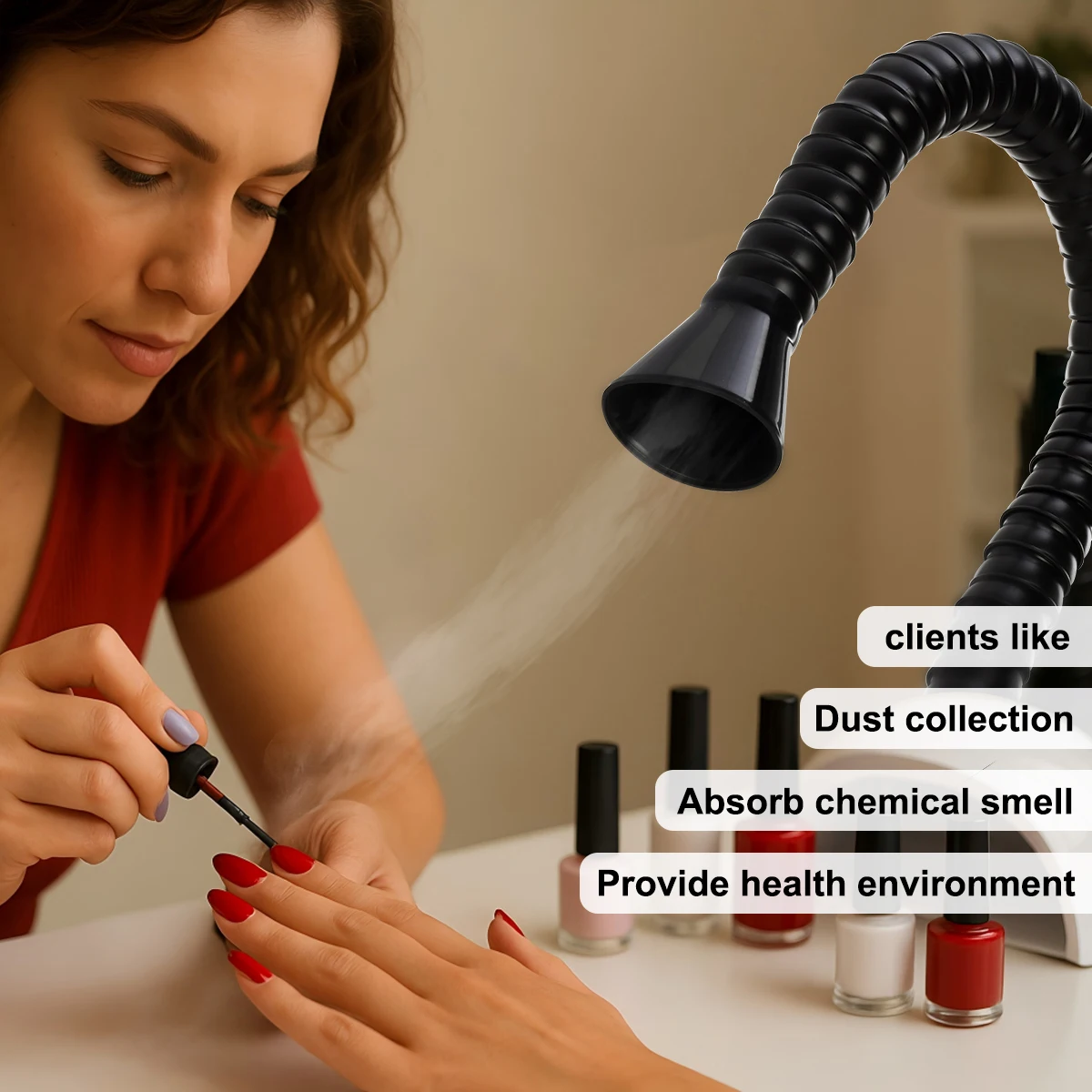 3-Layer Filtration System Nail Dust Vacuum Cleaner Adjustable Nail Dust Cleaner Acrylic Nail Polishing Low Noise