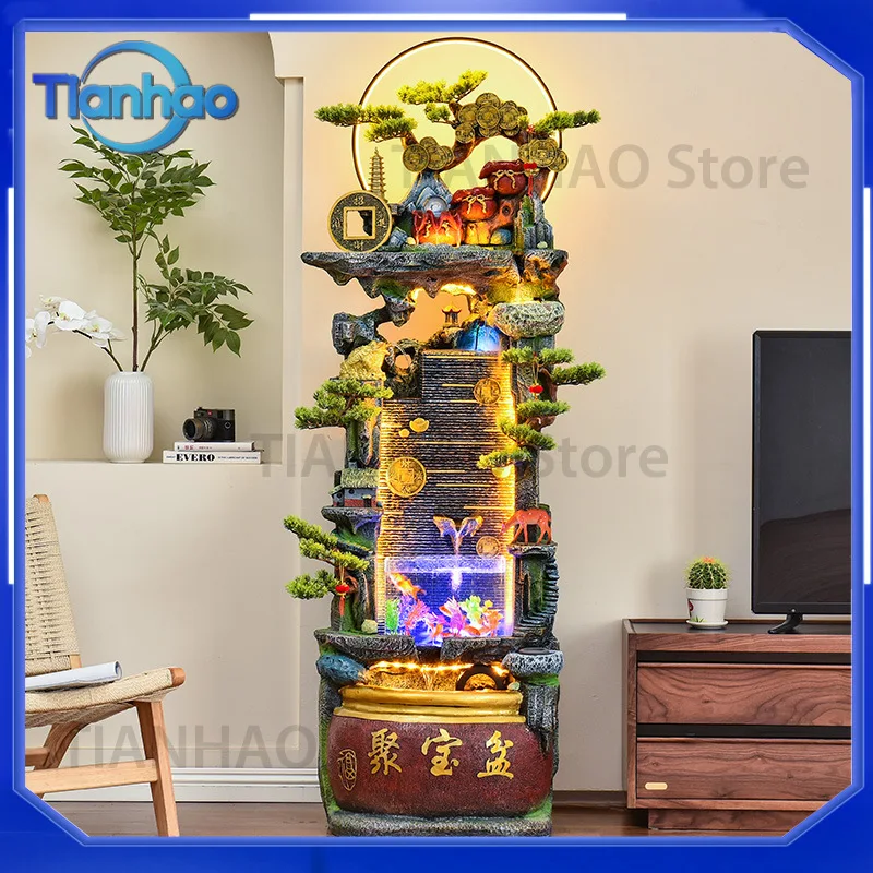 Waterfall Fountain Ornament for Indoor Decoration in Living Room Office Tea Room Entrance Fish Tank Feng Shui Wealth Decor