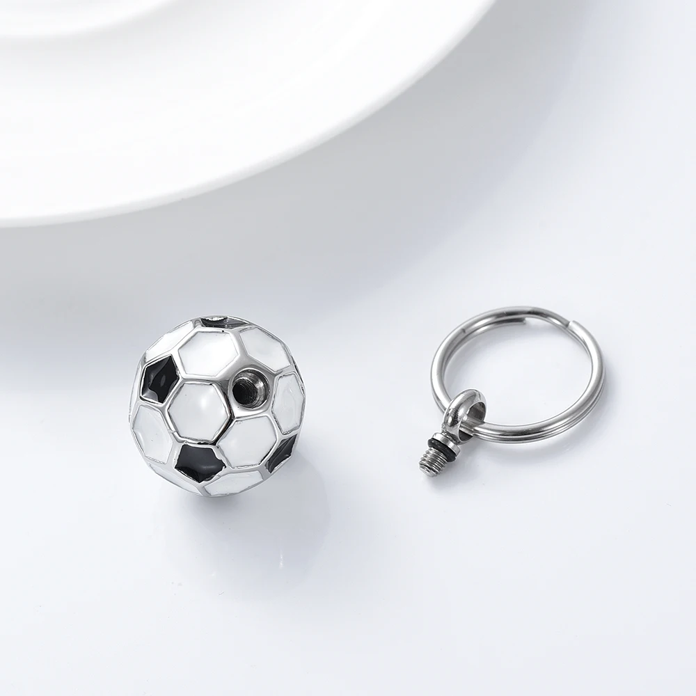 Cremation Jewelry Soccer Ball Key Chain For Human/Pet Ashes Keepsake Gift For Men Stainless Steel Memorial Keepsake
