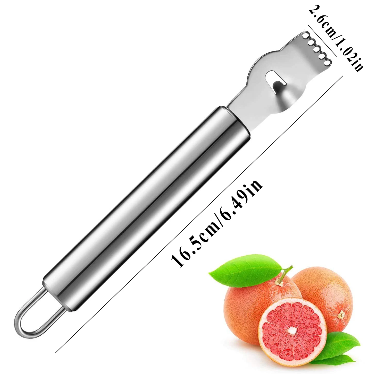 Rallador de limón de acero inoxidable con cuchillo de canal y bucle colgante, utensilios de cocina, rallador de fruta cítrica naranja, cuchillo pelador